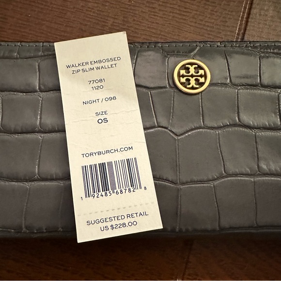 Tory Burch-Walker Embossed Zip Slim Wallet, “Night”, NWT, matches Walker Satchel - Picture 6 of 6
